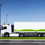 특수 차량의 최신 배출가스 저감 기술 - **Prompt:** A state-of-the-art electric heavy-duty truck, resembling a modern Volvo or Scania model,...