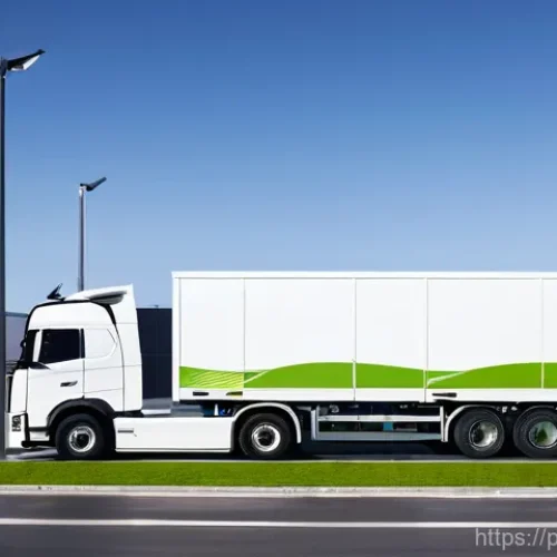 Home 17 특수 차량의 최신 배출가스 저감 기술 - **Prompt:** A state-of-the-art electric heavy-duty truck, resembling a modern Volvo or Scania model,...