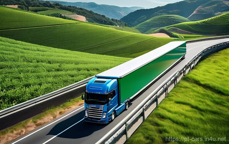 특수 차량의 최신 배출가스 저감 기술 - **Prompt:** A state-of-the-art electric heavy-duty truck, resembling a modern Volvo or Scania model,... 특수 차량의 최신 배출가스 저감 기술 - **Prompt:** A state-of-the-art electric heavy-duty truck, resembling a modern Volvo or Scania model,...