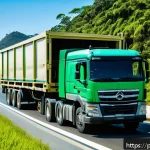 Home 20 특수 차량의 적재 규정과 법률 - A detailed scene of a heavy-duty special transport truck on a Brazilian highway during daytime, carr...