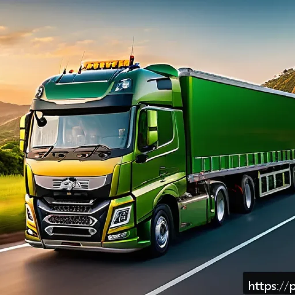 대형 트럭의 연비 절감 장치 - A modern Brazilian heavy-duty truck equipped with advanced telemetry sensors visible on the exterior...