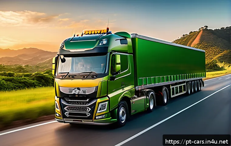 대형 트럭의 연비 절감 장치 - A modern Brazilian heavy-duty truck equipped with advanced telemetry sensors visible on the exterior...