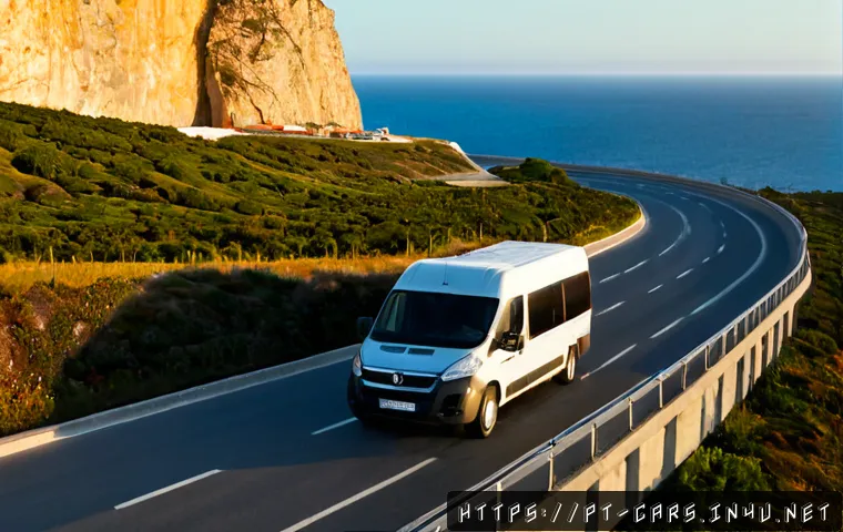 트레일러 견인 차량의 선택 가이드 - Photorealistic wide shot of a sturdy midsize pickup truck towing a compact travel trailer along a su...
